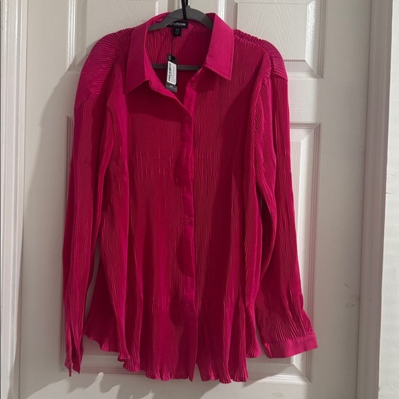 Women's Pink Button-Up Blouse petty little thing size 10 oversized - Picture 4 of 9